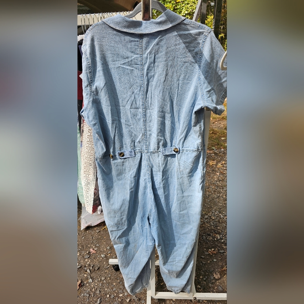 Light Blue Button-Up Jumpsuit - Picture 2 of 4